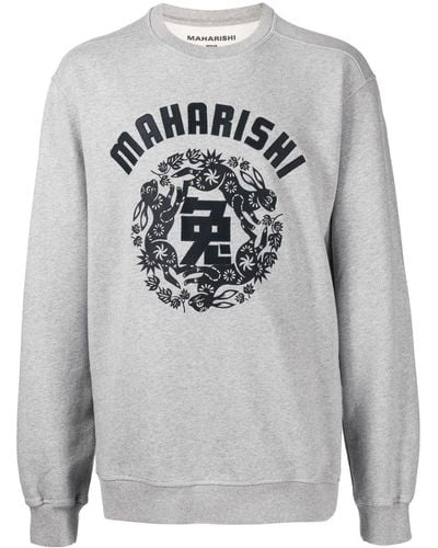 Maharishi Sweatshirt mit Logo-Print - Grau