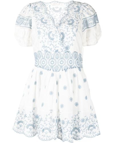 LoveShackFancy Valente Broderie-anglaise Mini Dress - White