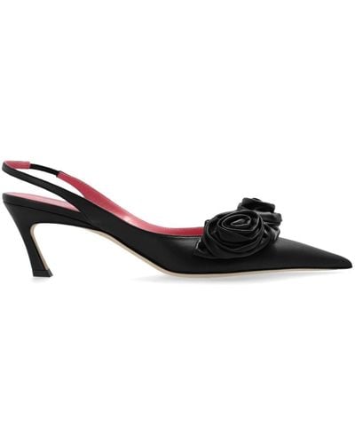 Blumarine 75mm Rose Slingback Court Shoes - Black