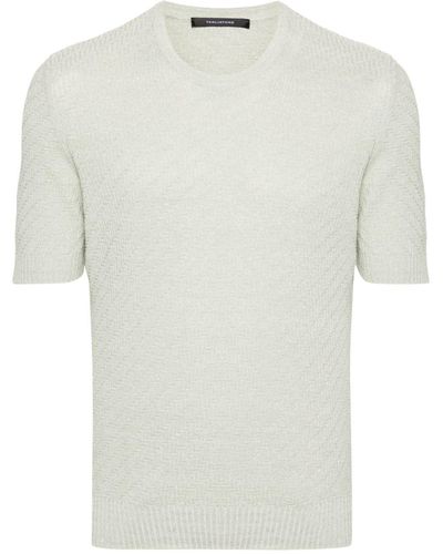 Tagliatore Short-sleeved Textured Sweater - White