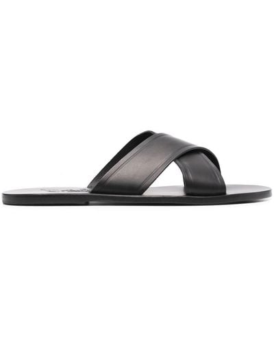 Ancient Greek Sandals Kritonas Cross-strap Slides - Black