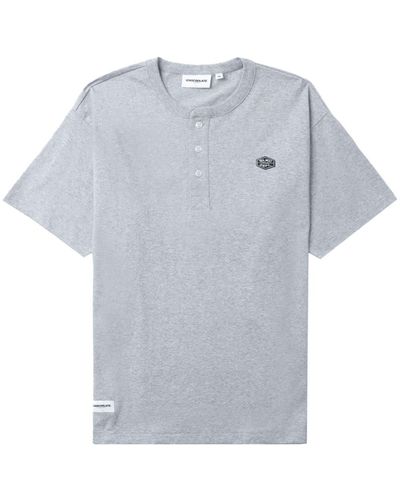 Chocoolate Logo-patch Cotton Henley T-shirt - Grey