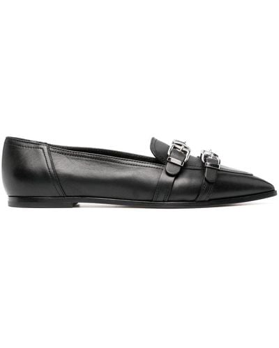 Agl Attilio Giusti Leombruni Buckle-detail Pointed-top Loafers - Black