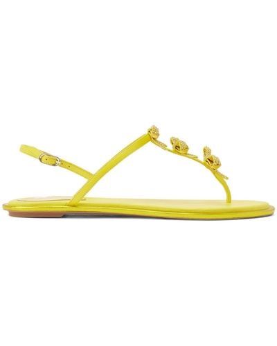 Rene Caovilla Caterina Bow-embellished Leather Sandals - Yellow