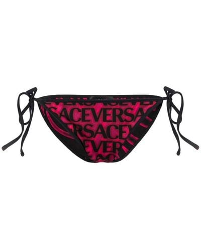 Versace Logo-print Bikini Bottoms - Purple