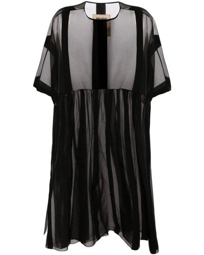 Uma Wang Robe mi-longue rayée à effet de transparence - Noir