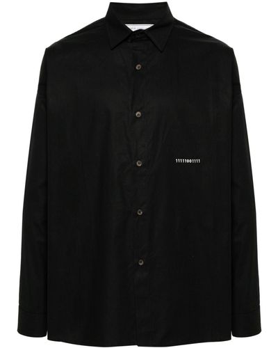 Societe Anonyme Numbers-embroidered Cotton Shirt - Black