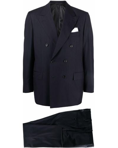 Kiton Double-breasted Wool Suit - Blue