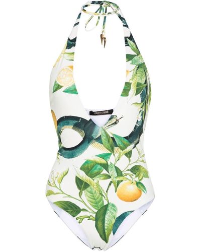 Roberto Cavalli Lemon-print One-piece Swimsuit - Green