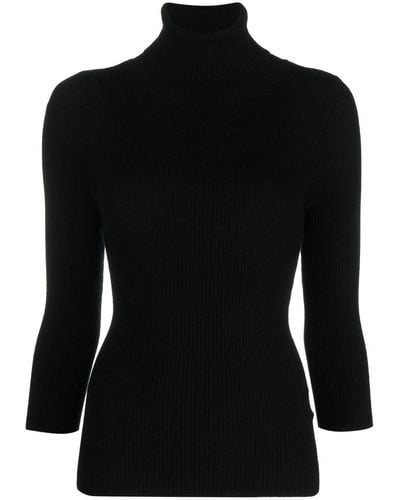 Aspesi Ribbed-knit Roll-neck Knitted Top - Black