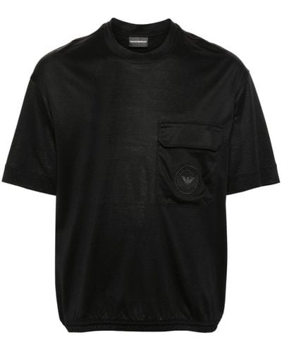 Emporio Armani Logo-embroidered T-shirt - Black