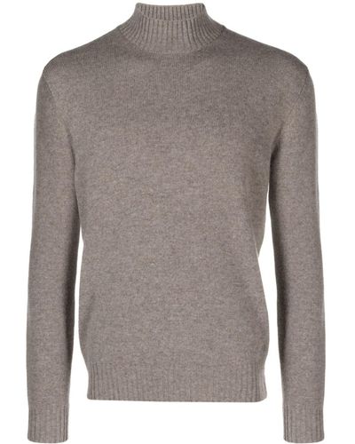 Cruciani Mock-neck Wool Blend Sweater - Gray