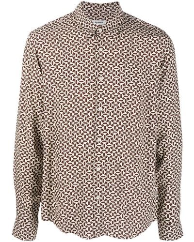 Sandro Oval-print Long-sleeve Shirt - Brown