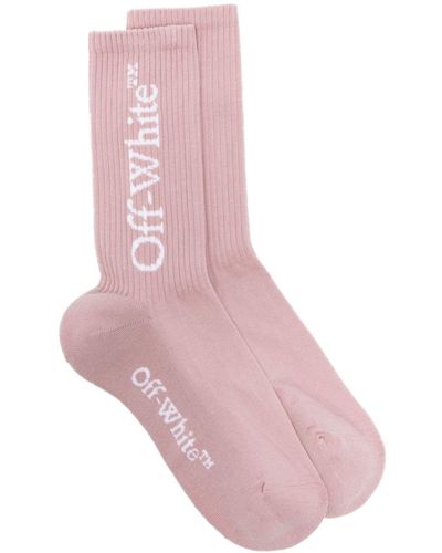 Off-White c/o Virgil Abloh Chaussettes en maille intarsia - Rose