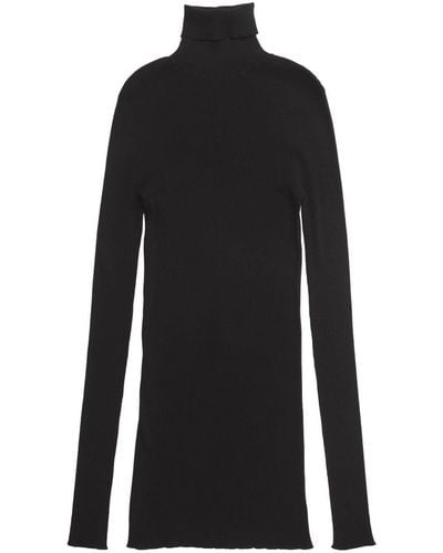 Balenciaga Seamless Cotton Turtleneck Sweater - Black