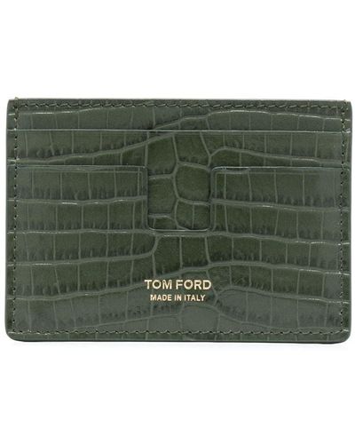 Tom Ford Porte-cartes à effet peau de crocodile - Vert