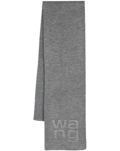 Alexander Wang Sciarpa con logo goffrato - Grigio