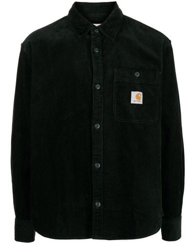 Carhartt Corduroy Logo-patch Cotton Shirt - Black