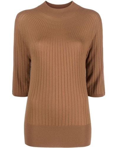Malo Ribbed-knit Wool Sweater - Brown