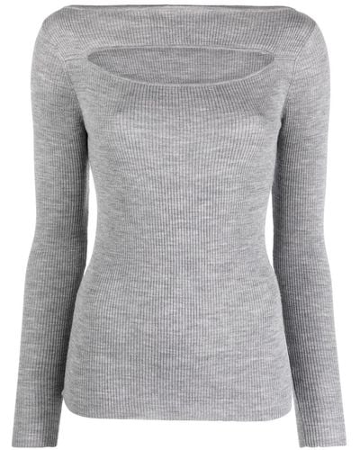 P.A.R.O.S.H. Gerippter Pullover mit Cut-Outs - Grau