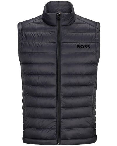 BOSS Logo-print Quilted Gilet - Blue