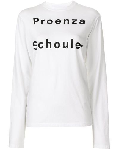 Proenza Schouler Langarmshirt mit Logo - Weiß