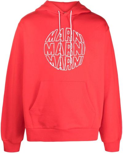 Marni Logo-print Cotton Hoodie - Red