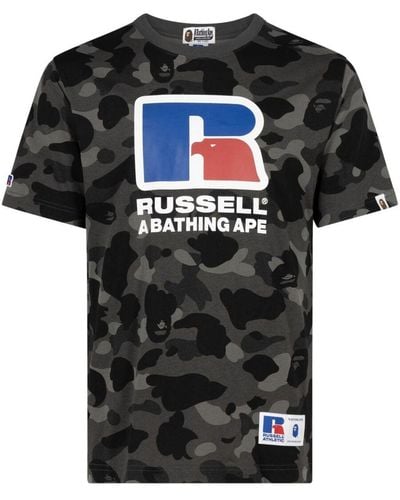 A Bathing Ape Russell Athletic Color Camo Tシャツ - ブラック