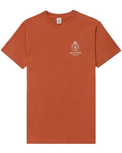 Sporty & Rich Logo-print Cotton T-shirt - Orange