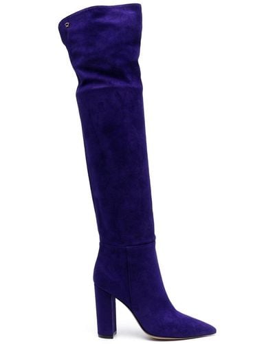 Gianvito Rossi Hansen Pointed-toe 110mm Suede Boots - Blue