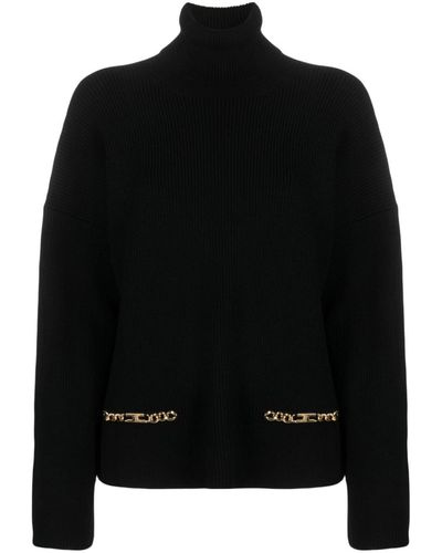 Elisabetta Franchi Jersey con cuello vuelto - Negro