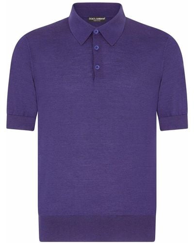 Dolce & Gabbana Silk-cashmere Blend Polo Shirt - Purple