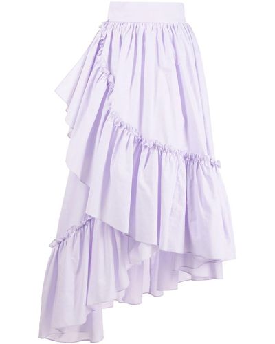 Concepto High-waisted Asymmetric Ruffled Skirt - Purple