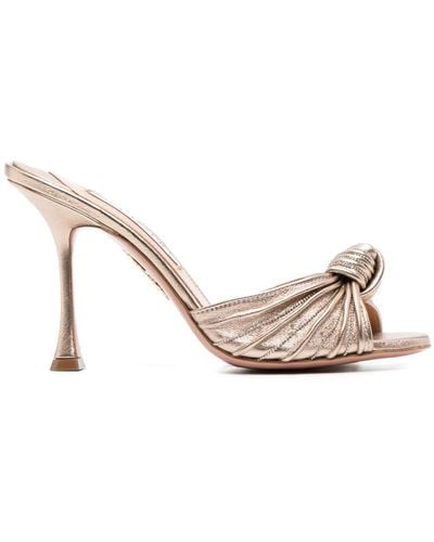 Aquazzura Pierra Leren Muiltjes - Naturel