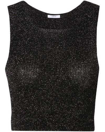 Lardini Lurex Cropped Knitted Top - Black