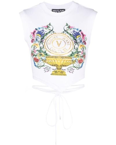 Versace Top smanicato con stampa - Bianco