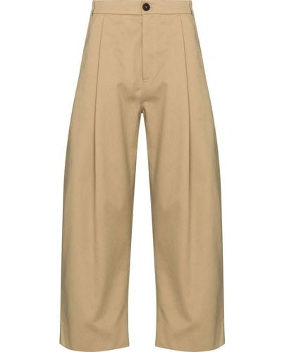 Studio Nicholson Cropped Wide-leg Trousers - Natural