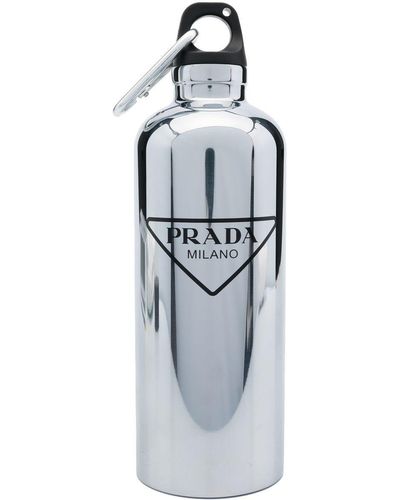 Prada Reiseflasche mit Logo-Print - Grau