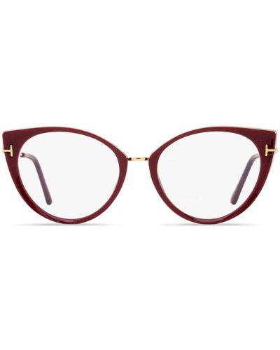 Tom Ford Blue Block cat-eye frame glasses - Marrón