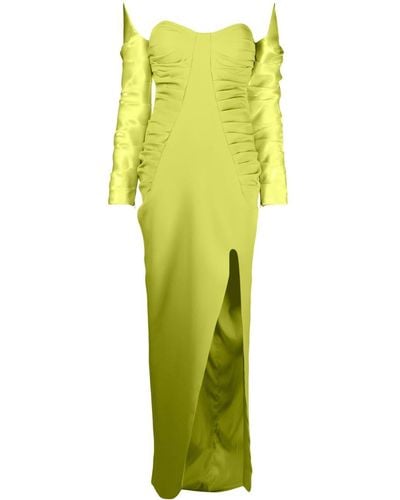 Gaby Charbachy Off-shoulder Ruched Gown - Yellow