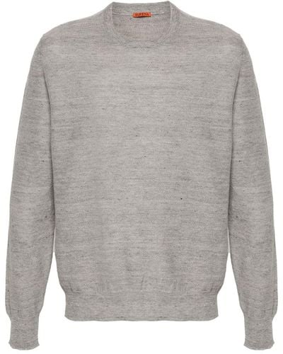Barena Mélange-effect Linem-cotton Sweater - Gray