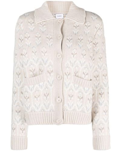 Barrie Intarsia-knit Button-up Cardigan - Natural