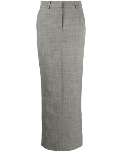 Alessandra Rich Virgin Wool-blend Maxi Skirt - Grey