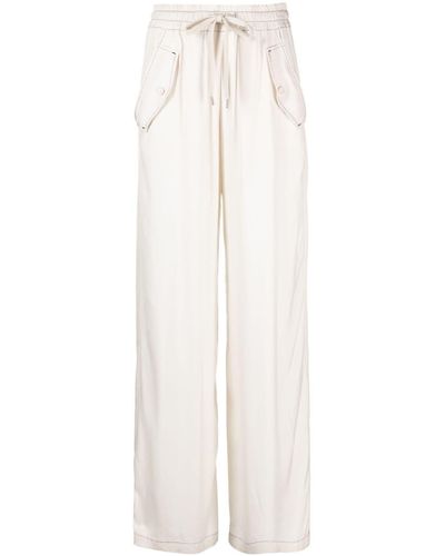 Pinko Pantalon palazzo Perdono à taille mi-haute - Blanc