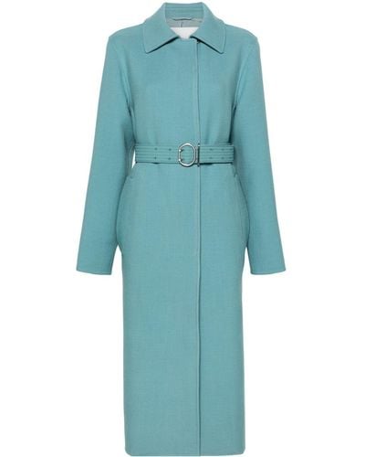 Jil Sander Spread-collar Belted Coat - Blue