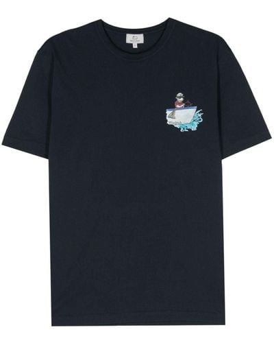 Woolrich T-shirt en coton à logo imprimé - Bleu