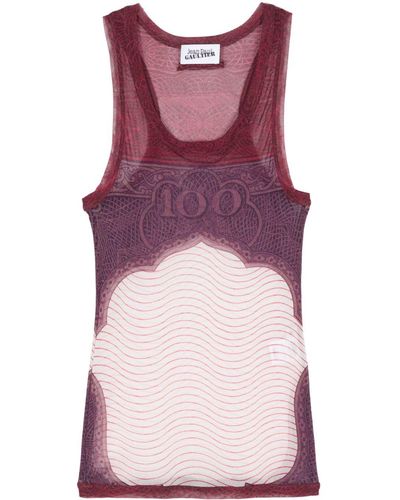 Jean Paul Gaultier Mesh-Trägershirt mit Nummern-Print - Lila