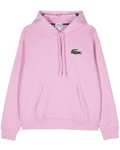 Lacoste Logo-patch Cotton Hoodie - Pink