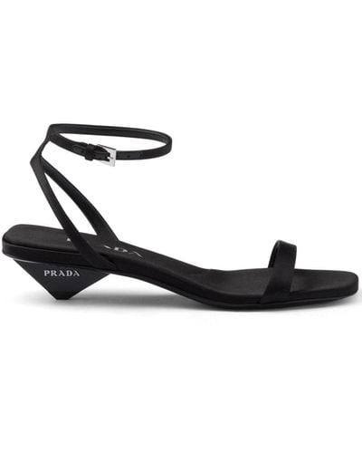 Prada 35mm Triangle-heel Satin Sandals - White