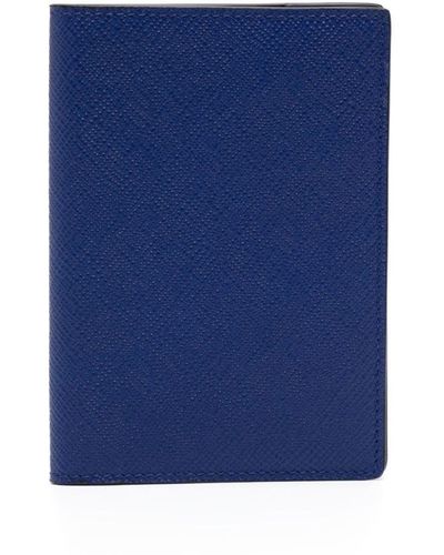 Smythson Étui pour passeport en cuir à logo - Bleu